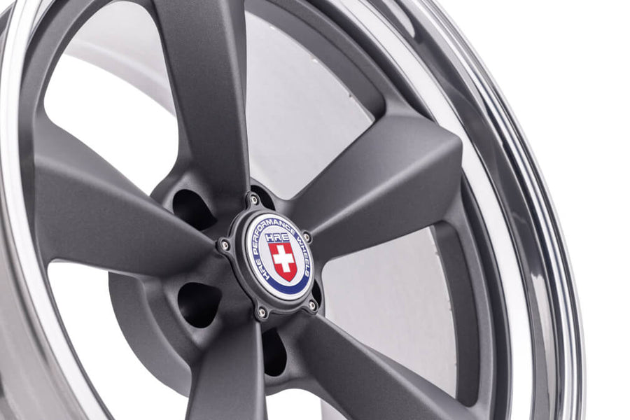 HRE 105 forged wheel on HRE Muscle 105 IN Satin Charcoal Polished Clear FMR