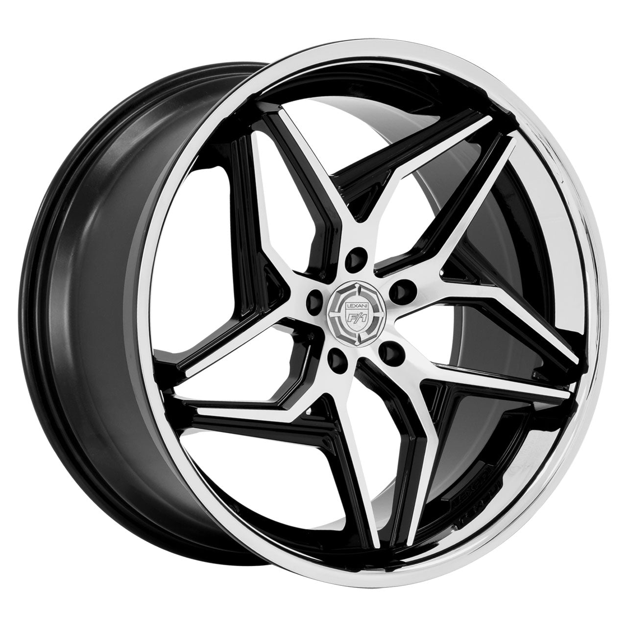 Lexani SPYDER Gloss Black Machined Face Center / Stainless Steel Chrome Lip