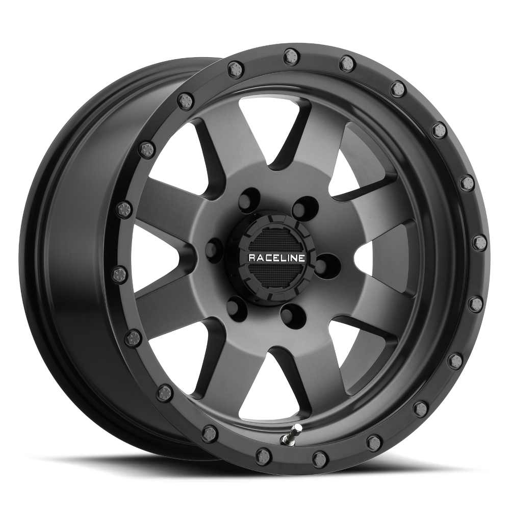 Raceline Defender Trailer Gunmetal with a Blac wheel