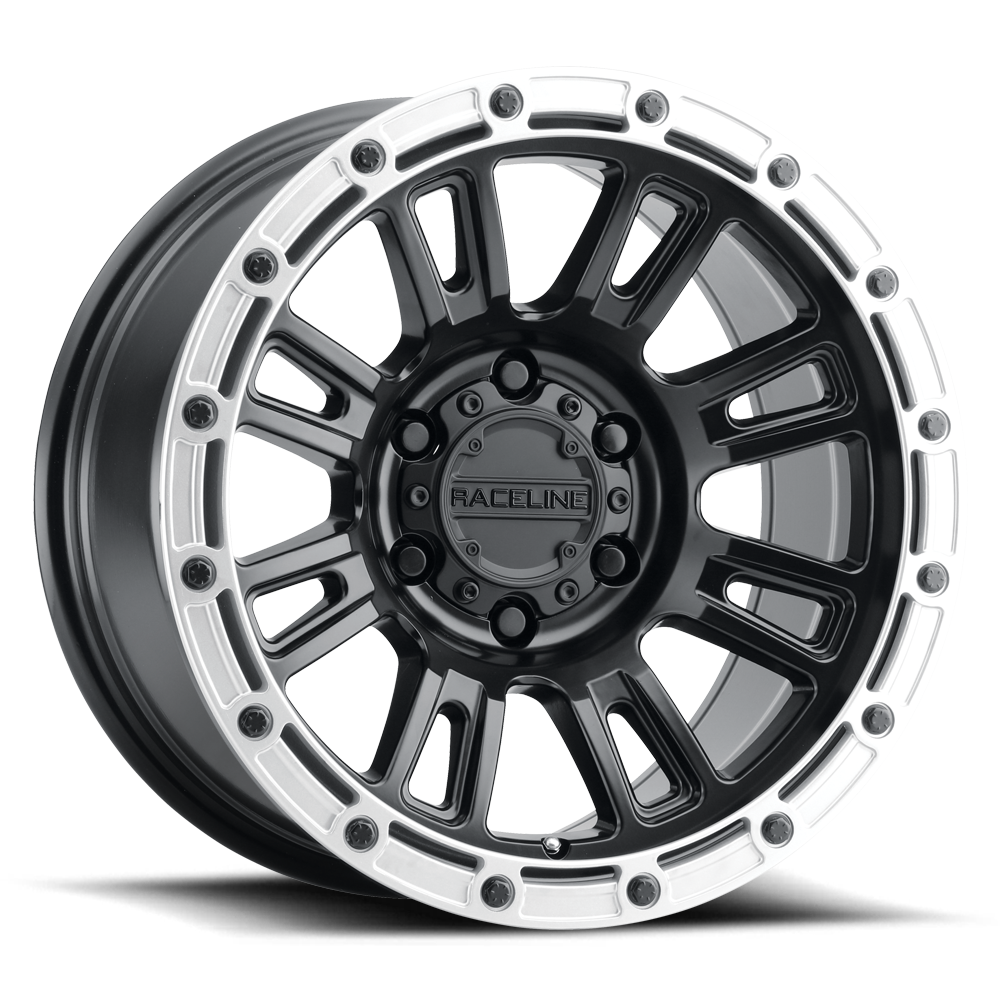 Raceline 956BS COMPASS Black W/ Silver Ring wheel
