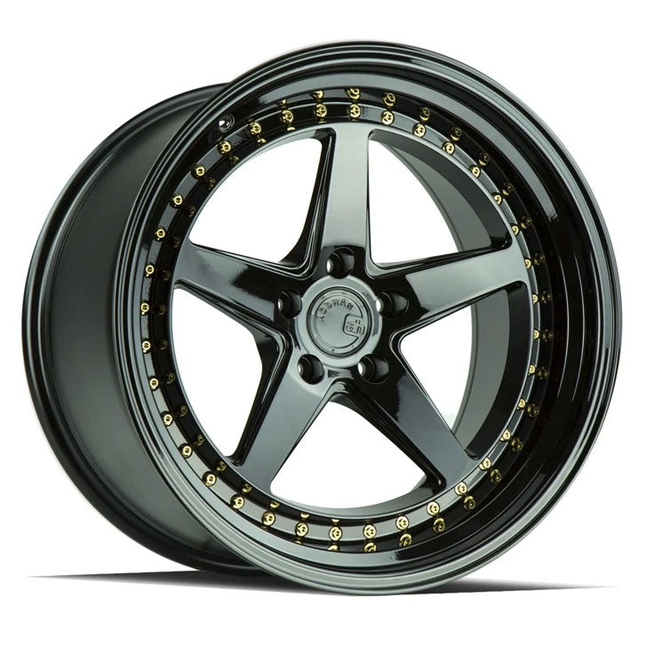 Aodhan DS05 Gloss Black with Gold Rivets
