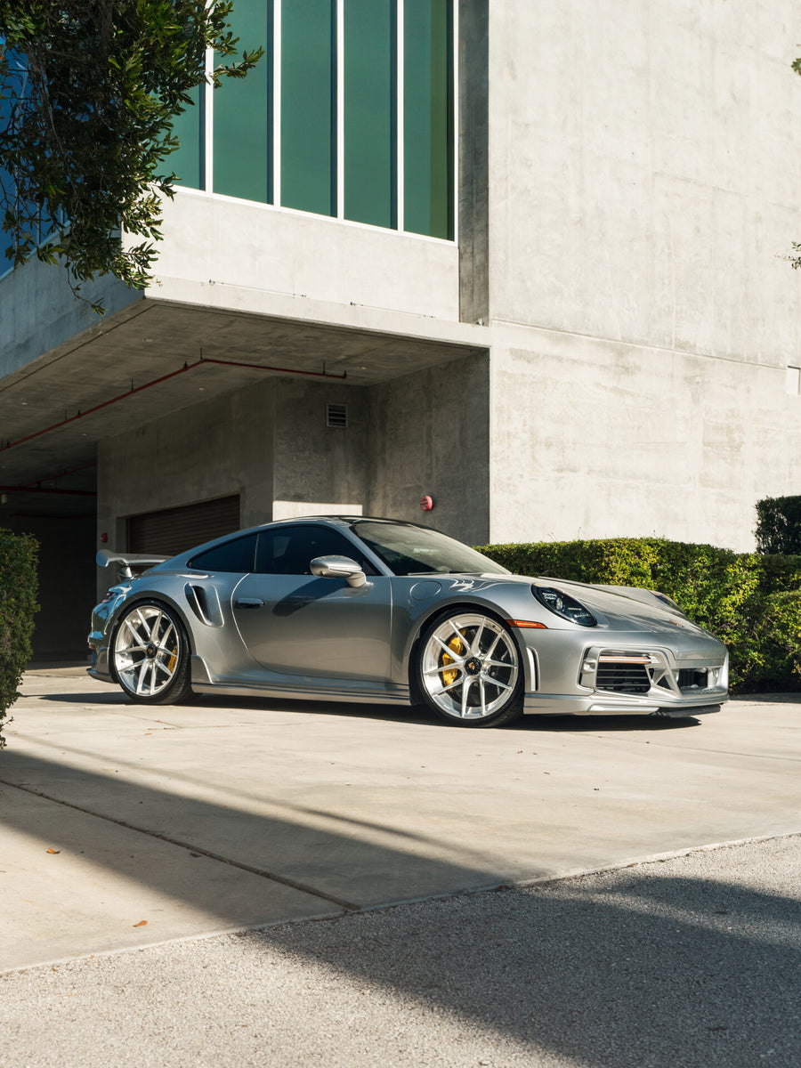ANRKY XR-201 forged wheel on Porsche 992 Turbo S Techart Silver Surfer