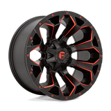 Fuel 1PC Assault 17x9 +1mm Matte Black with Red Milled Spokes