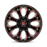 Fuel 1PC Assault 17x9 +1mm Matte Black with Red Milled Spokes