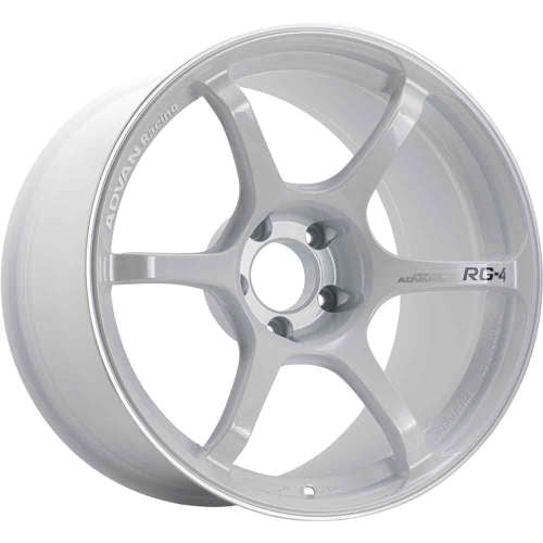 Advan Racing RG-4 Racing White Metallic with a Machined Outer Lip Ring