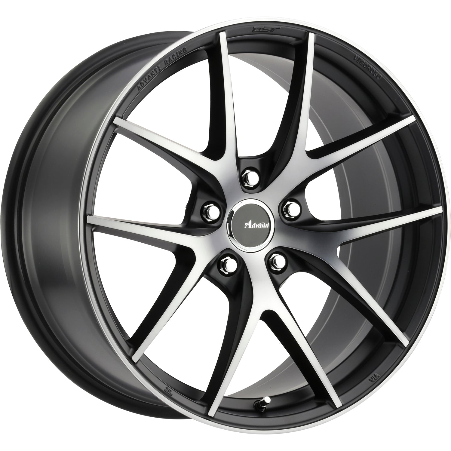 Advanti Racing Vigoroso Matte Black with Machined Spoke Faces and Outer Lip Ring Wheel