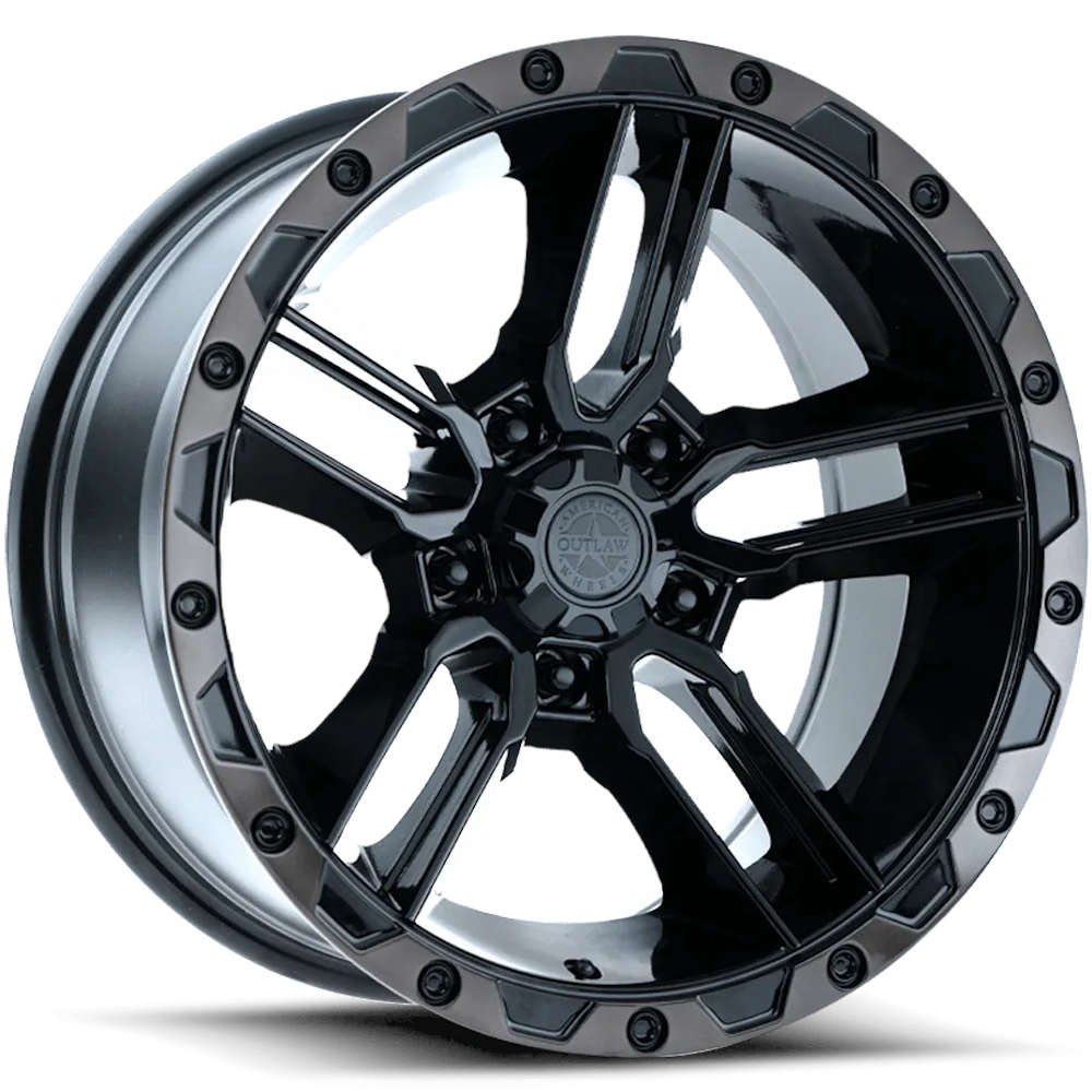 American Outlaw Railcar Gloss Black with a Machined Outer Lip Ring and Dark Tint