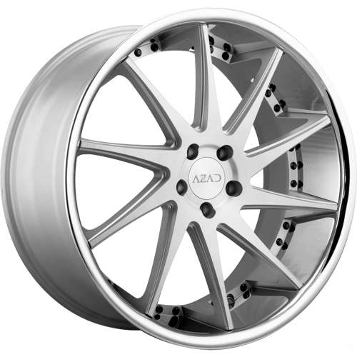 Azad AZ23 Silver with Brushed Spoke Faces and a Chrome Stainless Steel Lip