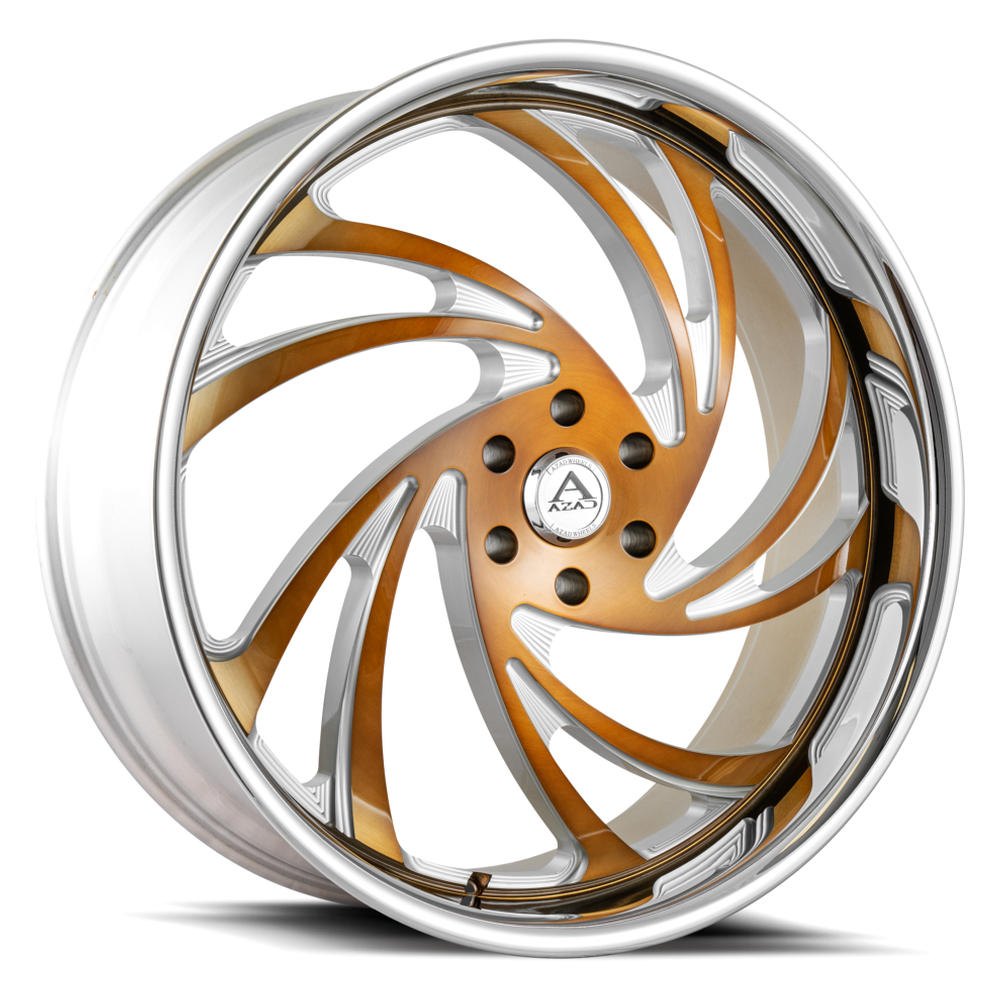 Azad AZ Drip Brushed Gold with Milled Spoke Accents and a Stainless Steel Lip