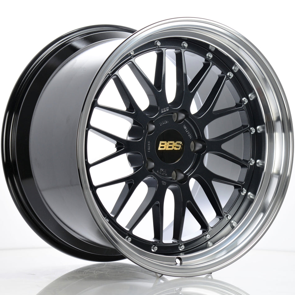 BBS LM Metallic Black with Blue Flake and a Diamond Cut Machined Lip Wheel