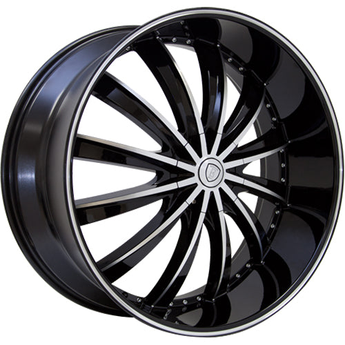 Borghini B19-M Black with Machined Spoke Stripes and Outer Lip Flange Wheel