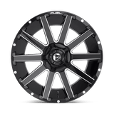 Fuel D615 Contra 20x9 +20 Gloss Black Milled heavy-duty truck wheel