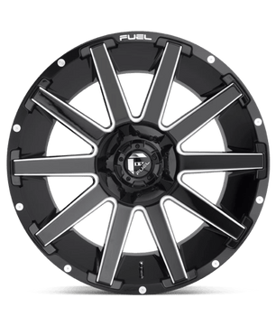 Fuel 1PC Contra 24x12 -44 Gloss Black with Milled Spoke Edges