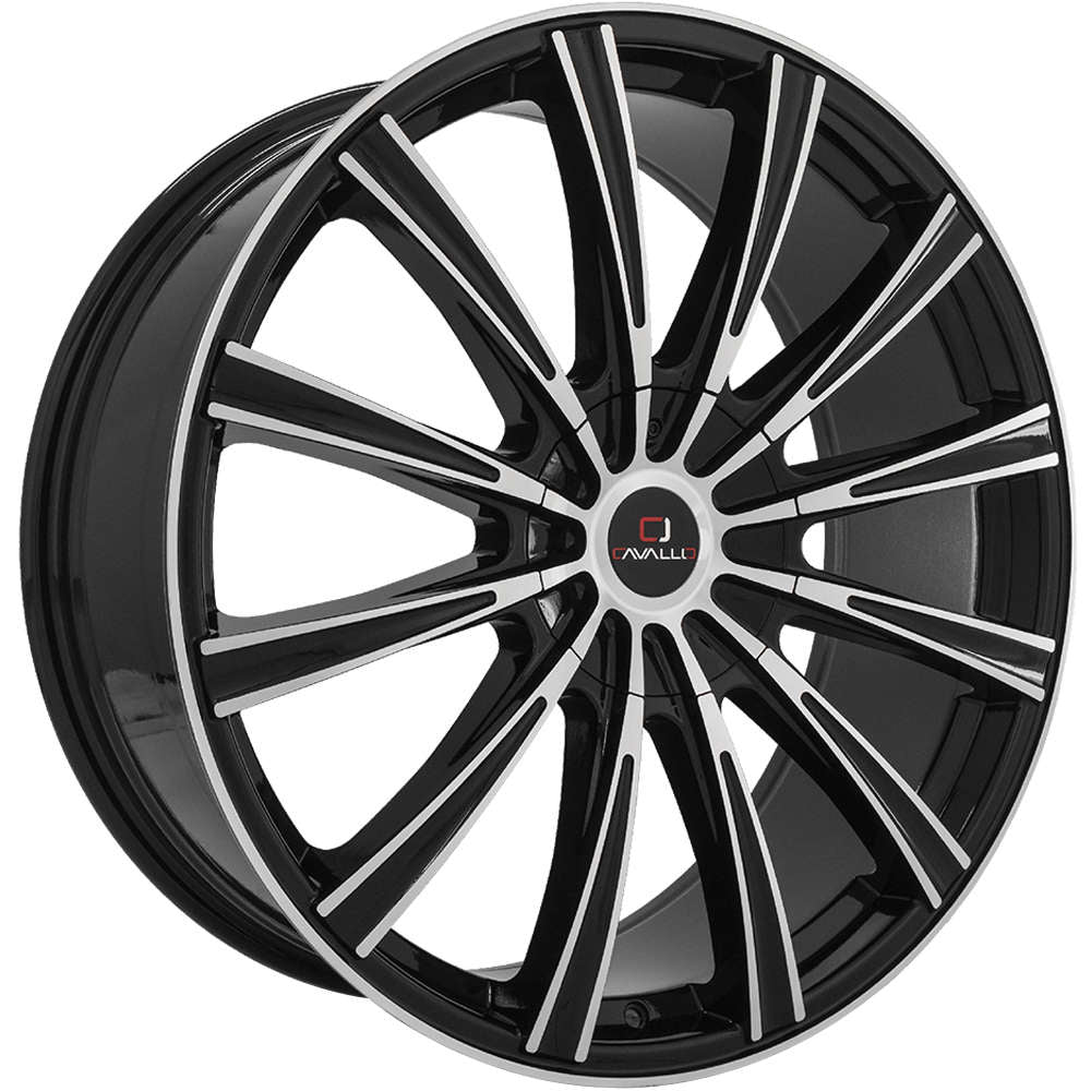 Cavallo CLV-23 Gloss Black with Machined Spokes and Outer Lip Ring