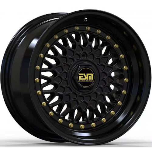 ESM ESM-002R Gloss Black with Gold Rivets Wheel