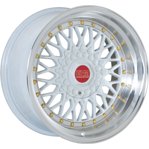 ESM ESM-002R White with a Machined Lip and Gold Rivets Wheel