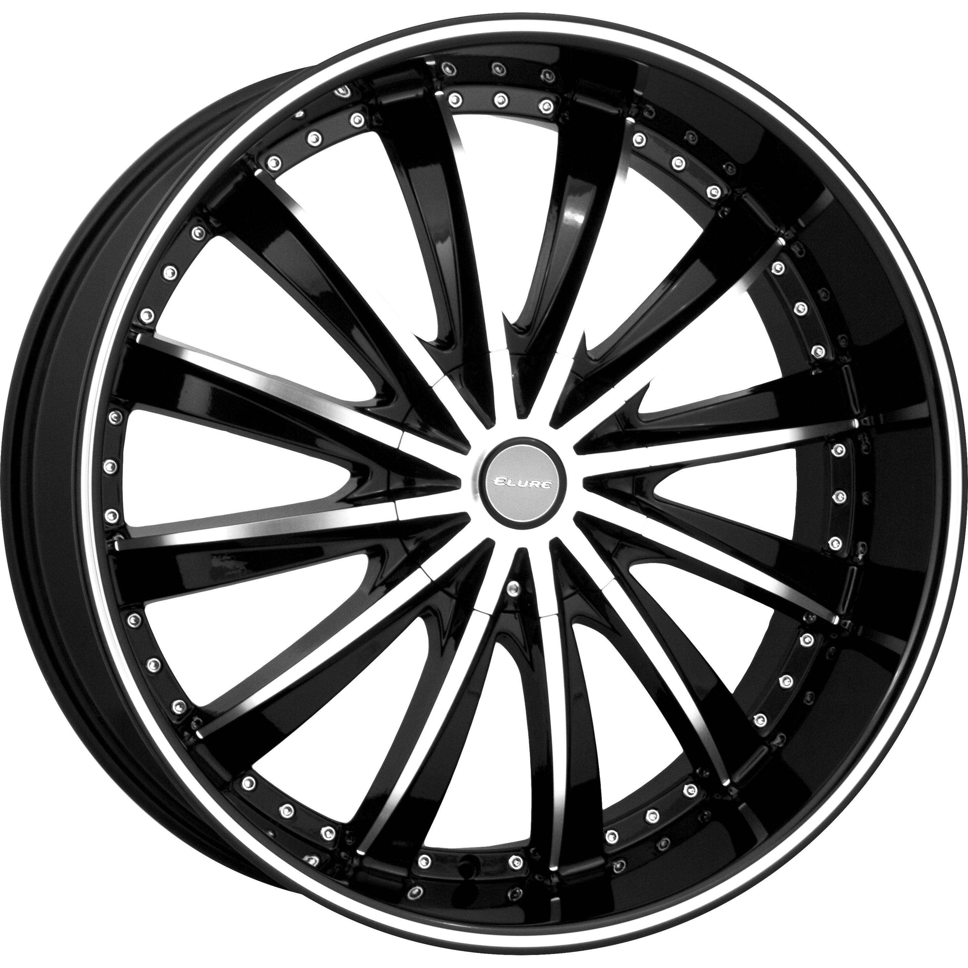 Elure 31 Gloss Black with Machined Spoke Faces and Outer Lip Ring