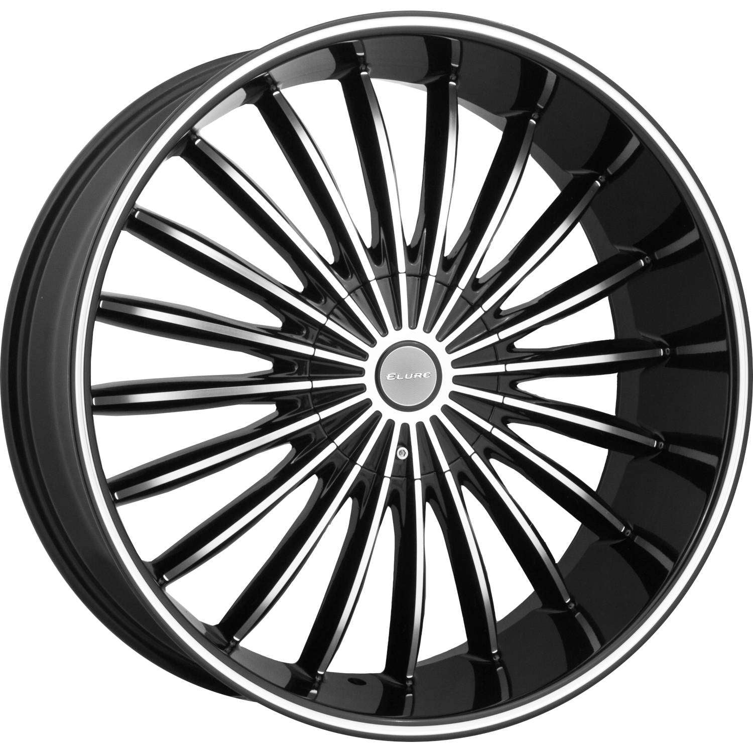 Elure 34 Gloss Black with Machined Spoke Faces and Outer Lip Ring