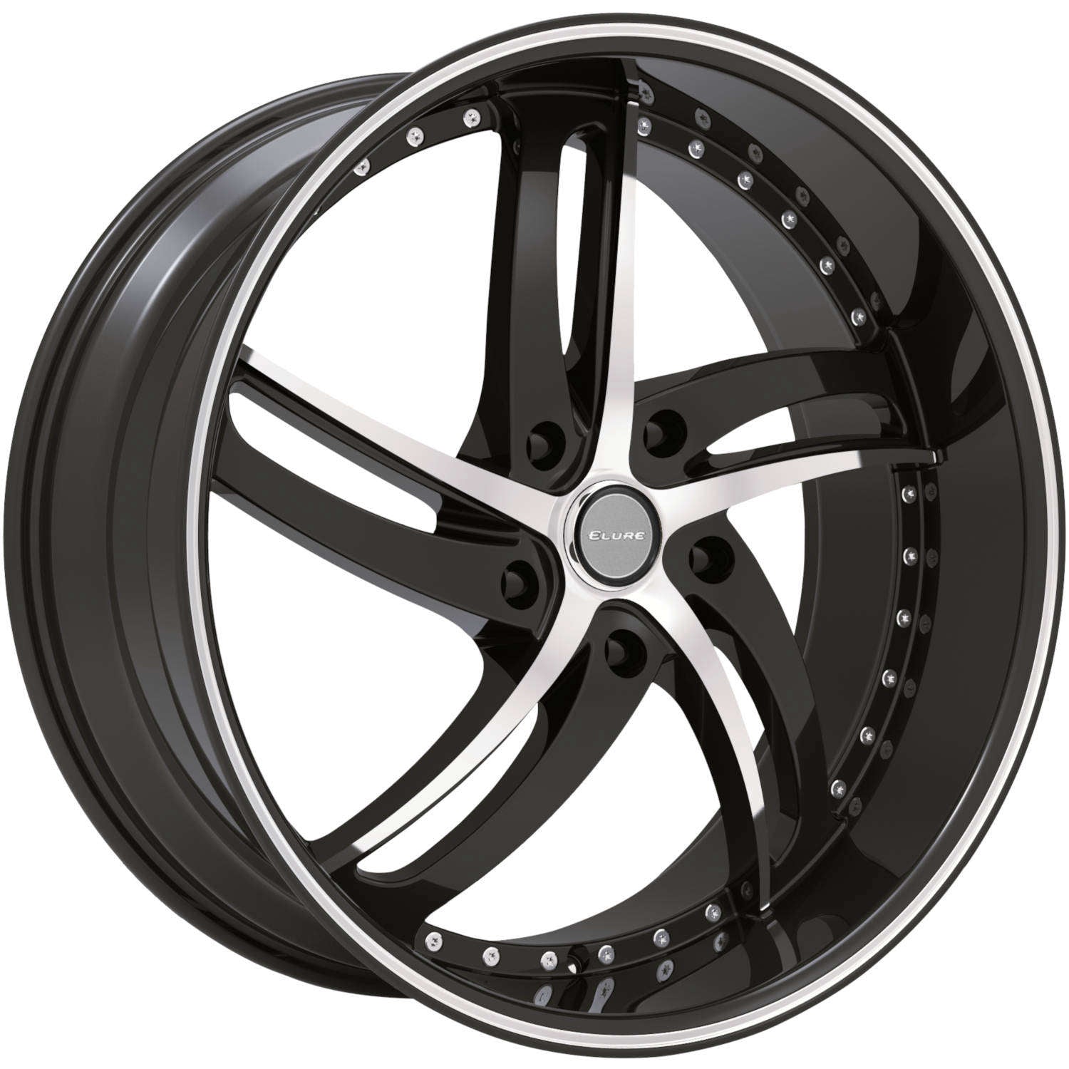 Elure 48 Gloss Black with Machined Spoke Faces
