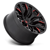 Fuel 1PC Flame 5 20x9 +1mm Gloss Black with Candy Red Milled Spokes