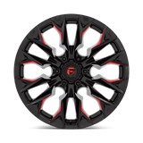 Fuel 1PC D823 FLAME 20x9 +1mm Gloss Black Milled with Candy Red