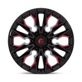 Fuel 1PC Flame 6 20x9 +1mm Gloss Black with Candy Red Milled Spokes (6x139.7)