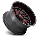 Fuel 1PC D808 HURRICANE 22x12 -44mm Gloss Black Milled Red Tint