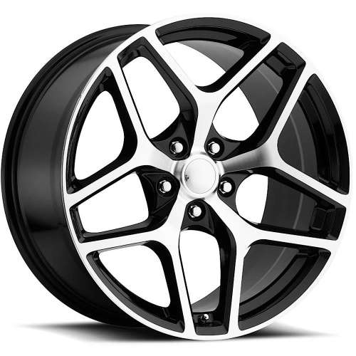 Factory Reproductions FR27 Gloss Black with Machined Spoke Faces and Outer Lip