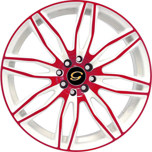 G-Line G1017 White with Red Spoke Faces and Outer Lip