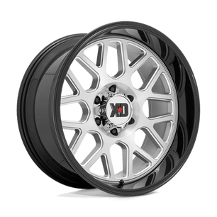 XD XD849 22x12 -44 Brushed with Milled Spoke Windows and a Gloss Black Lip