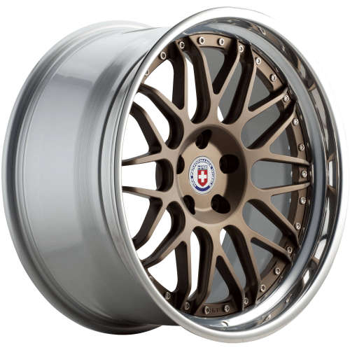 HRE C100 Satin Bronze Center with a Polished Clear Outer and Gloss Silver Inner