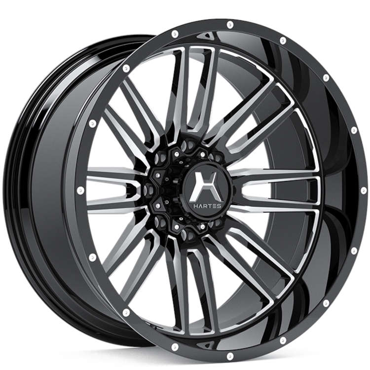 Hartes Metal Offroad Whipsaw Gloss Black with Milled Spoke Accents and a Dark Tint