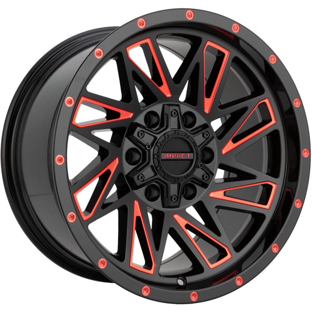 Impact Offroad 814 Gloss Black with Red Milled Spoke Edges Wheel