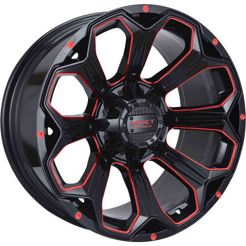 Impact Offroad 817 Gloss Black with Red Milled Spoke Windows