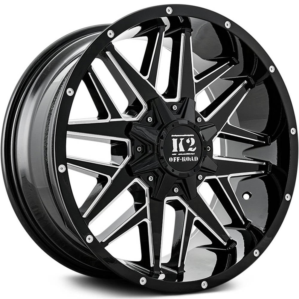 K2 Offroad Mayhem Gloss Black with Milled Spoke Edges