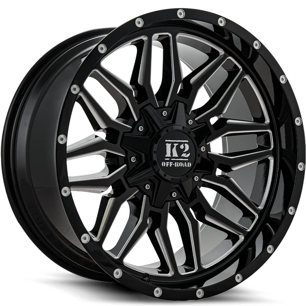K2 Offroad Rage Gloss Black with Milled Spoke Edges and Windows Wheel
