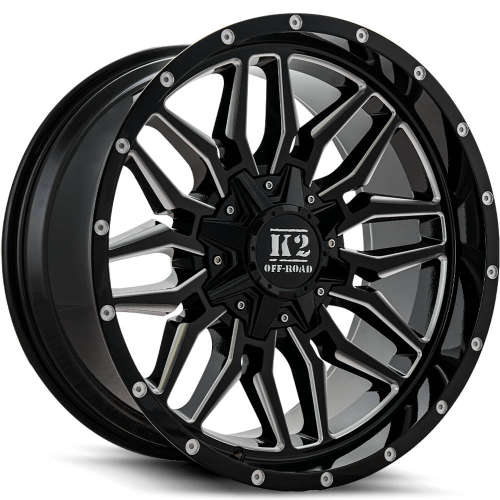 K2 Offroad Rage Gloss Black with Milled Spoke Edges and Windows