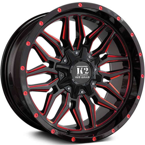 K2 Offroad Rage Gloss Black with Red Milled Spoke Edges and Windows
