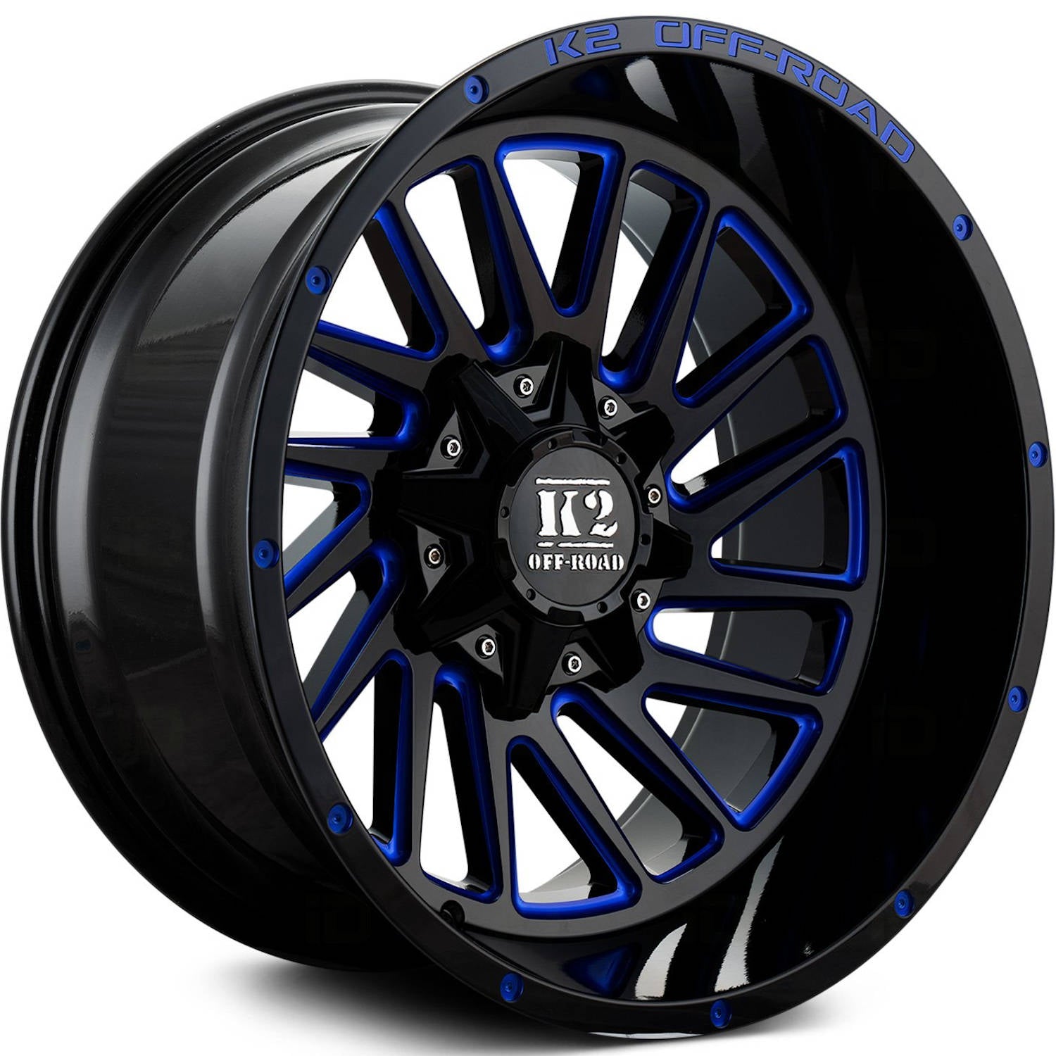 K2 Offroad Razorback Gloss Black with Blue Milled Spoke Windows Wheel