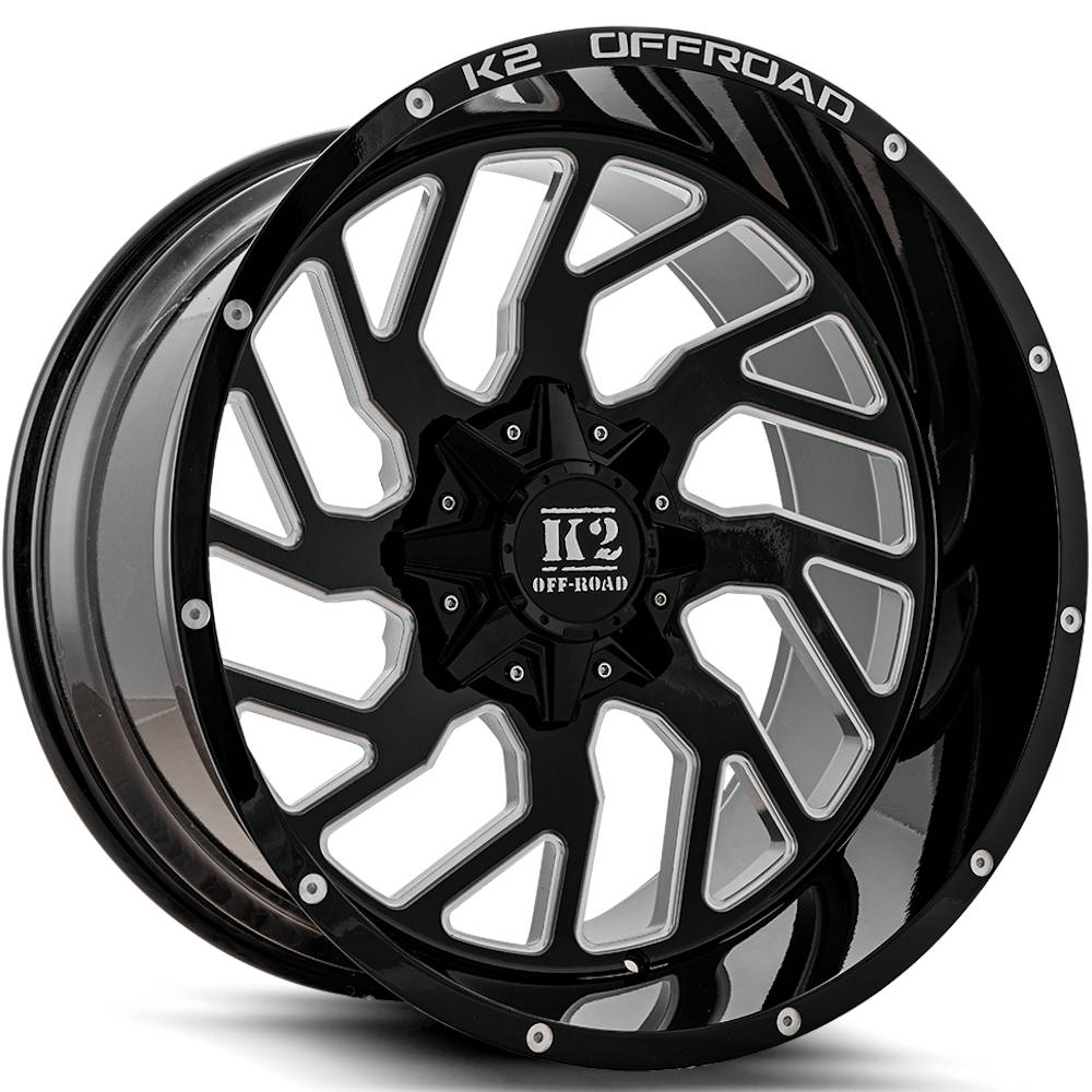 K2 Offroad Shockwave Gloss Black with Milled Spoke Windows