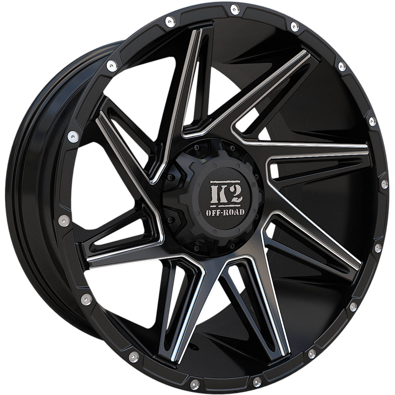 K2 Offroad Torque Gloss Black with Milled Spoke Edges and Lip Accents Wheel