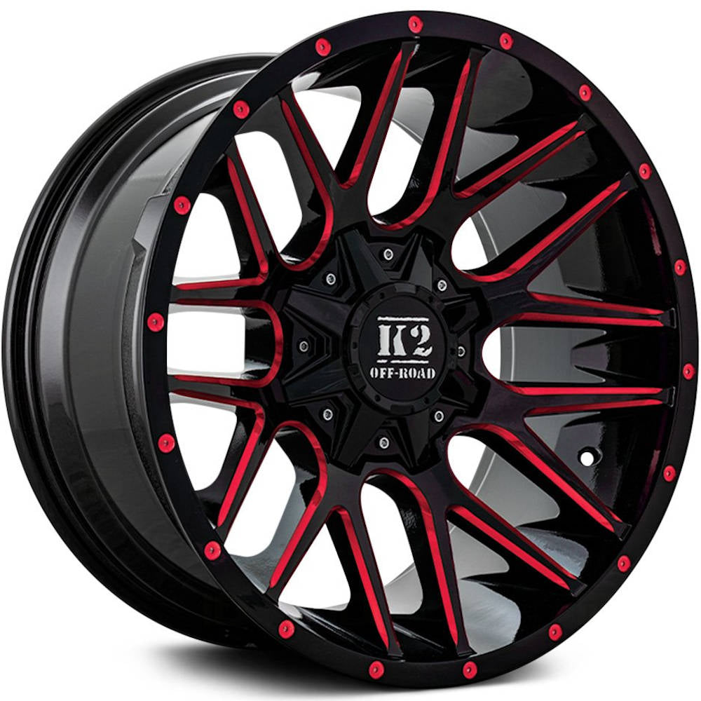 K2 Offroad Venom Gloss Black with Red Milled Spoke Edges Wheel