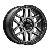KMC KM544 18x9 +25mm Satin Black With Gray Tinted Spokes and a Simulated Beadlock