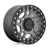 KMC Powersports KS240 RECON BEADLOCK 15x7 +38mm Gun Metal with Gloss Black Ring