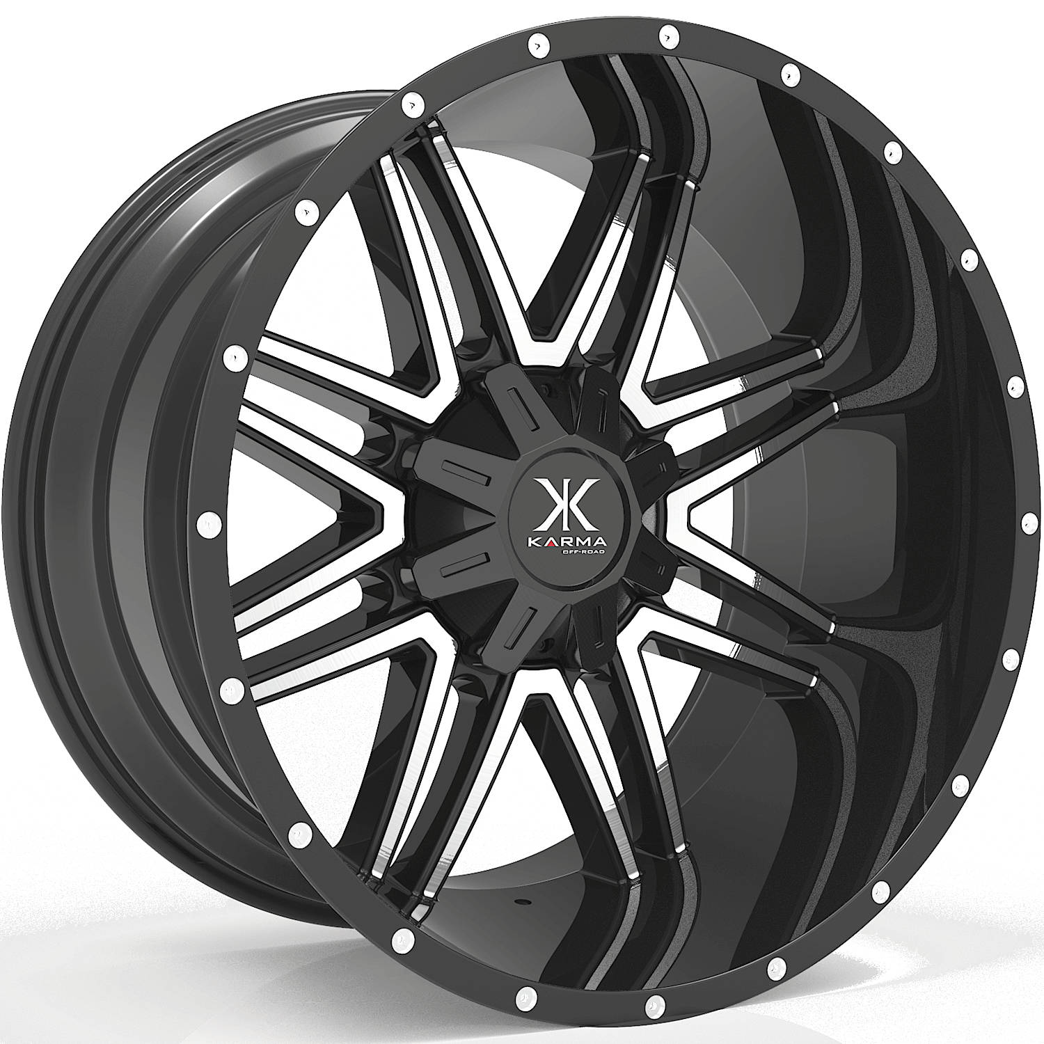 Karma Offroad K21 Gloss Black with Machined Spoke Faces Wheel