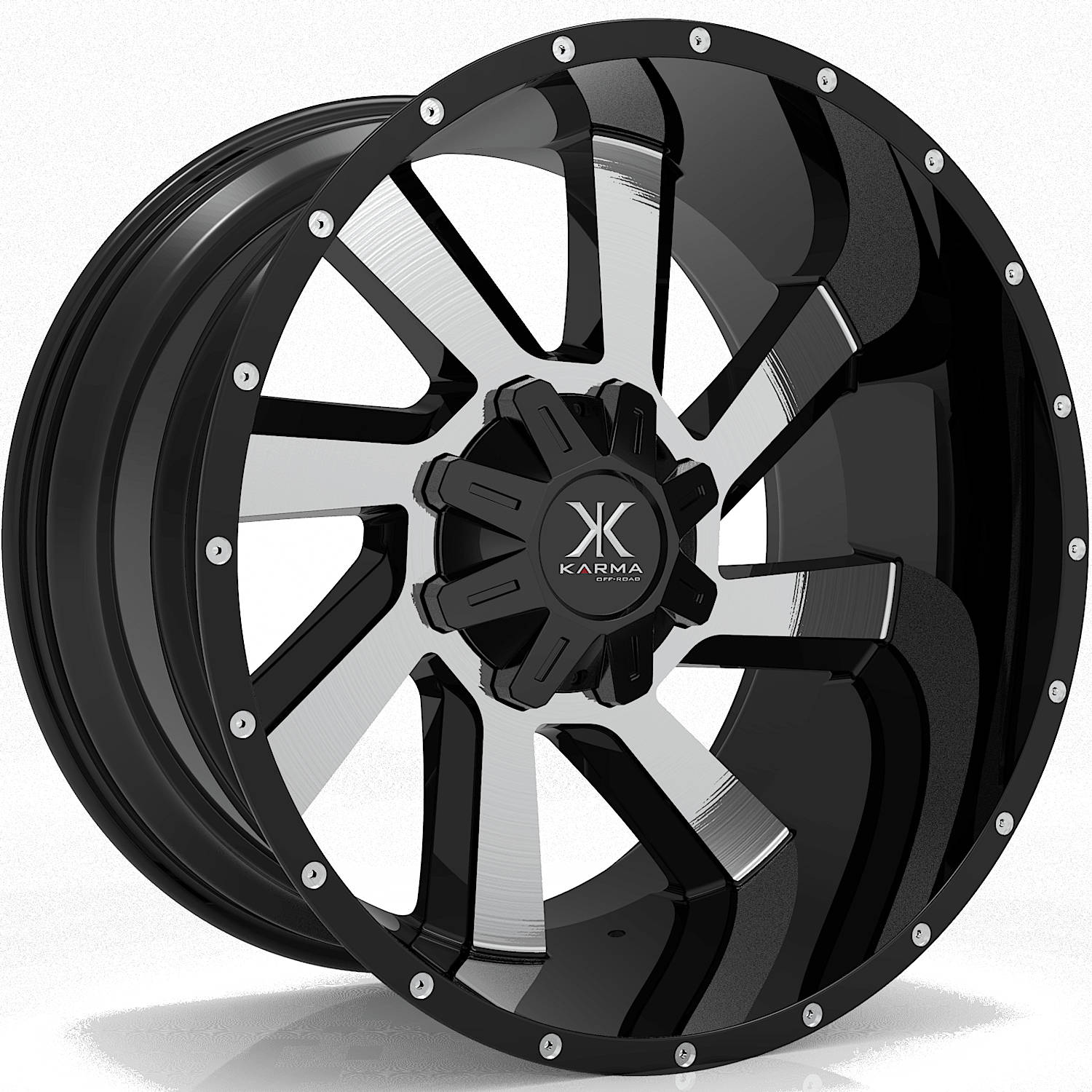 Karma Offroad K23 Gloss Black with Machined Spoke Faces Wheel