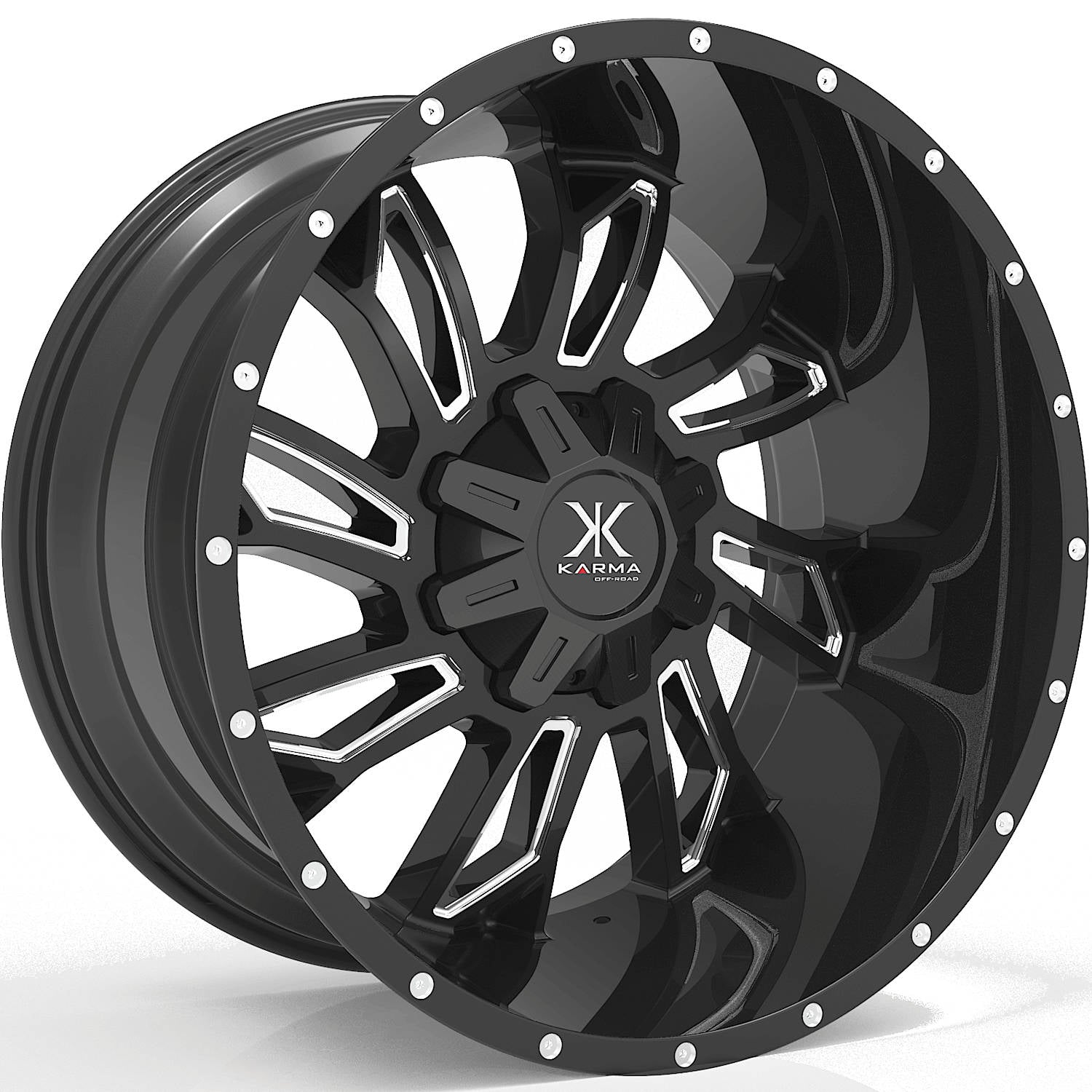 Karma Offroad K25 Gloss Black with Milled Spoke Accents Wheel