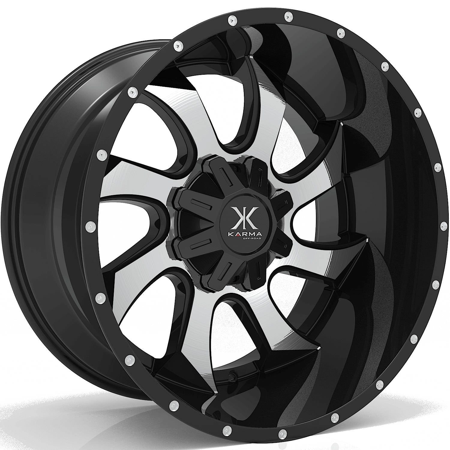 Karma Offroad K27 Gloss Black with Machined Spoke Faces Wheel