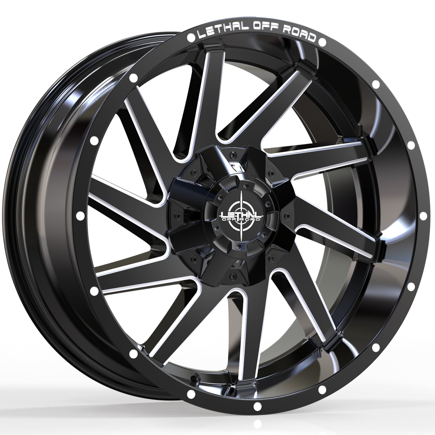 Lethal Offroad LT04 Gloss Black with Milled Spoke Edges Wheel