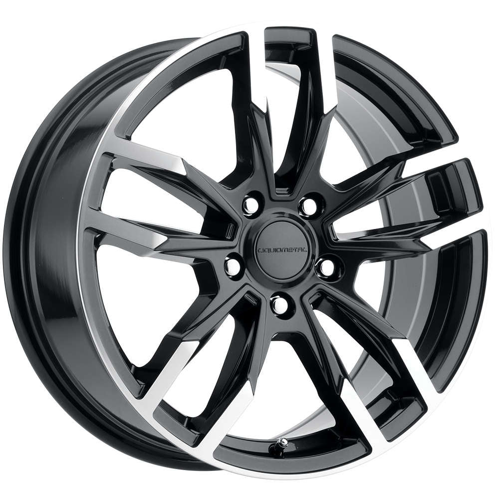 Liquid Metal Splice Gloss Black with Machined Spoke Accents and Outer Lip